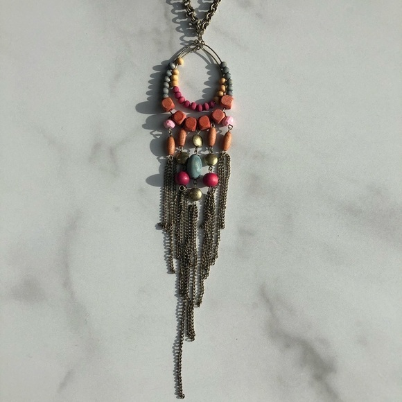 Jewelmint Women’s Pink Beaded Dream Catcher Statement Necklace - Picture 3 of 5